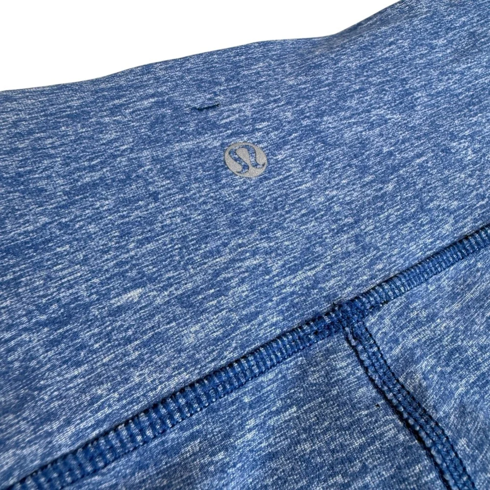 Lululemon Heathered Blue Ruched Leggings Size 12 Yoga Pants Sporty Workout Train